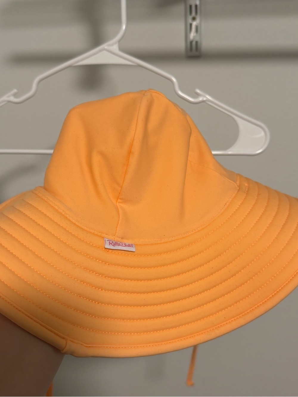 Ruffle Butts Peach-Orange Kids Sun Hat with Chin Tie